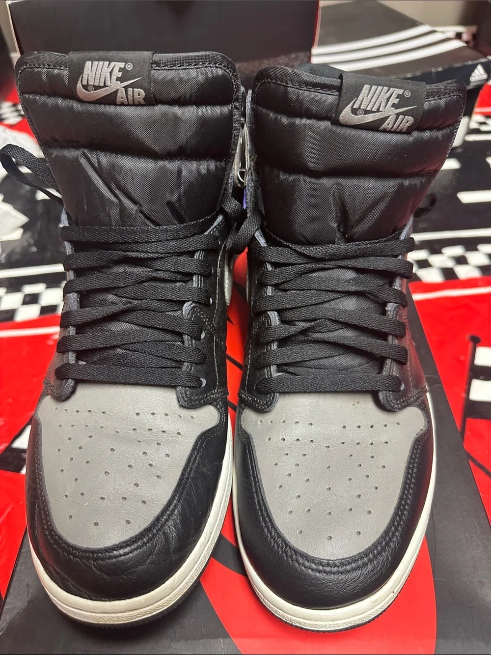 Air Jordan 1 High-Top Sneakers in Black & Gray